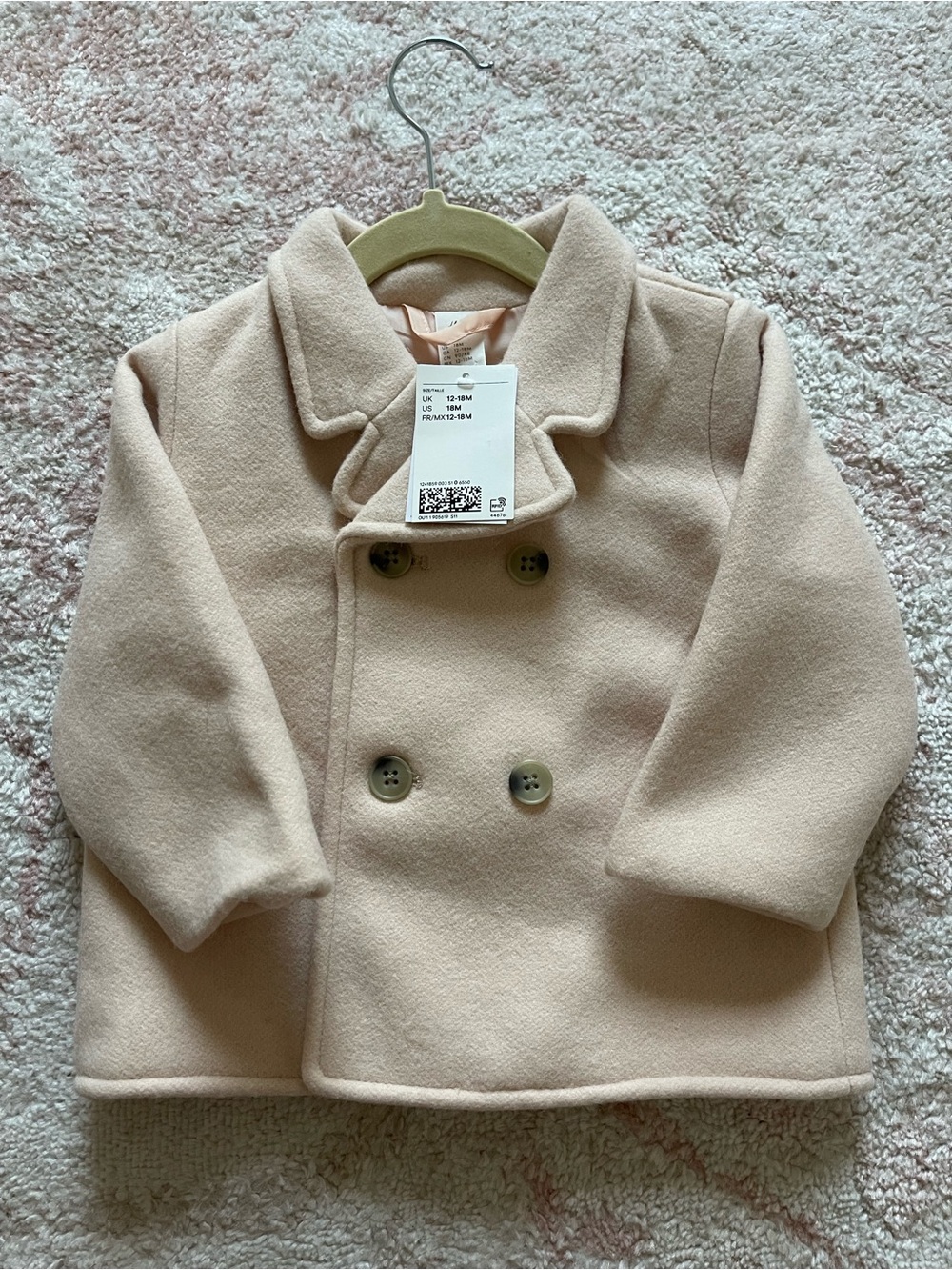 H&M Toddler Blush Pink Double-Breasted Peacoat - Picture 2 of 2